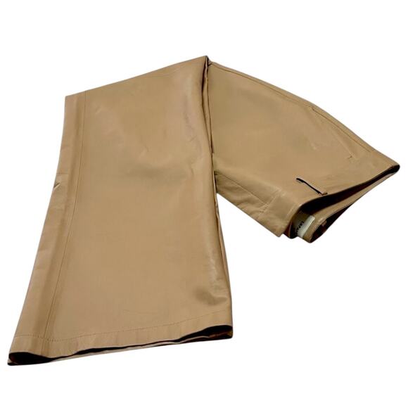 LAFAYETTE 148 100%Lamb Leather Wide Leg High Rise Leather Pants Trouser Brown 4 - Picture 7 of 11